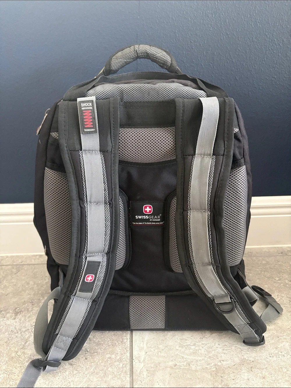 Swiss-Style Black and Gray Men's Backpack with Front Organizer
